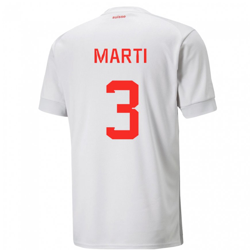 Kandiny Miesten Sveitsin Lara Marti #3 Valkoinen Vieraspaita 22-24 Lyhythihainen Paita T-paita