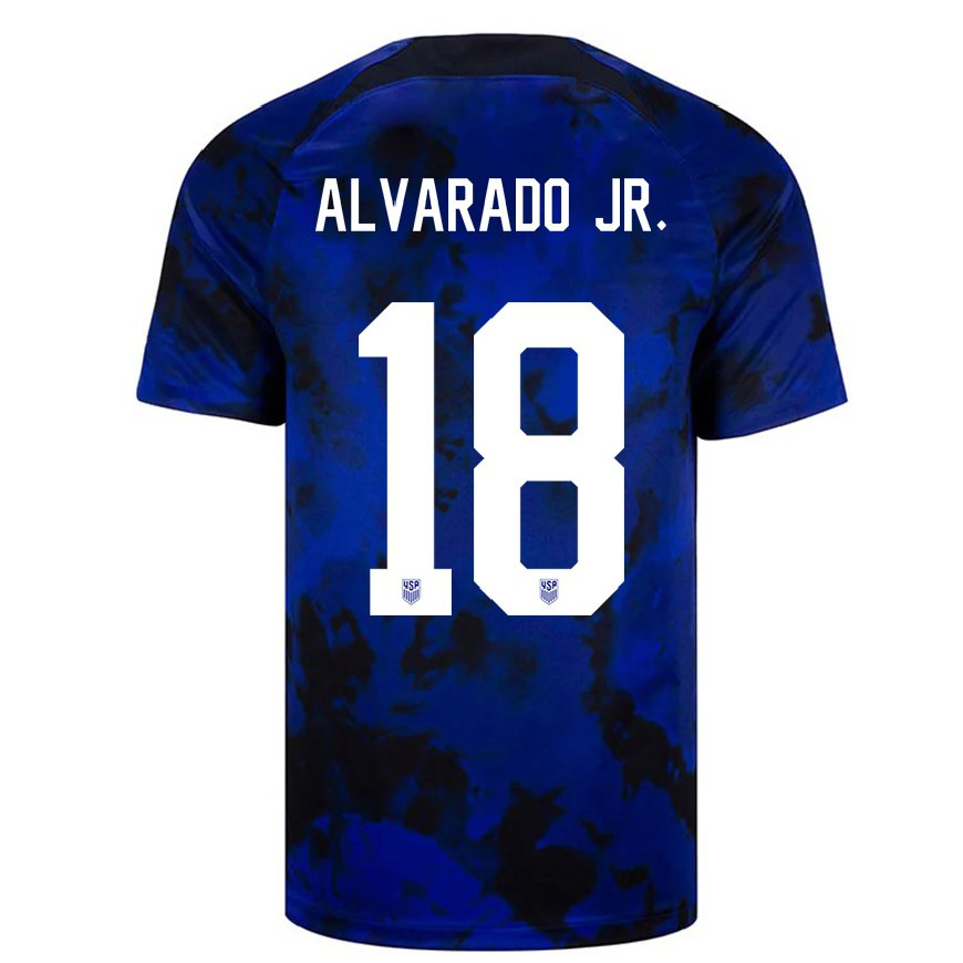 Kandiny Miesten Yhdysvaltain Alejandro Alvarado Jr #18 Kuninkaallisen Sininen Vieraspaita 22-24 Lyhythihainen Paita T-paita