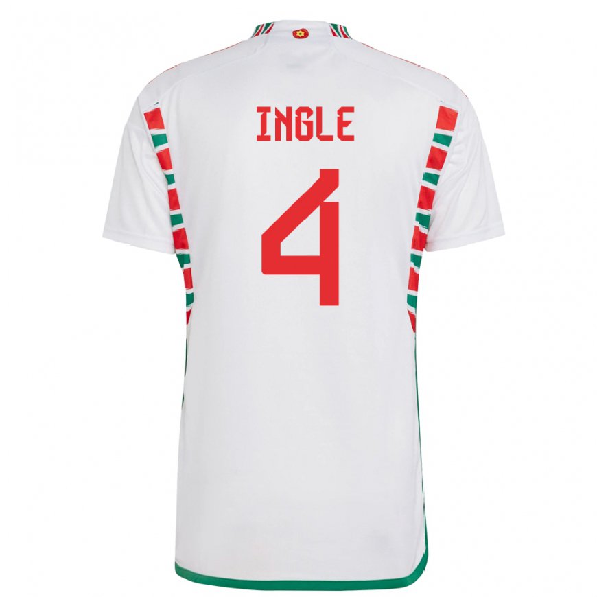 Kandiny Miesten Walesin Sophie Ingle #4 Valkoinen Vieraspaita 22-24 Lyhythihainen Paita T-paita