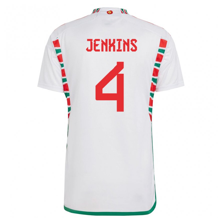 Kandiny Miesten Walesin Shaunna Jenkins #4 Valkoinen Vieraspaita 22-24 Lyhythihainen Paita T-paita