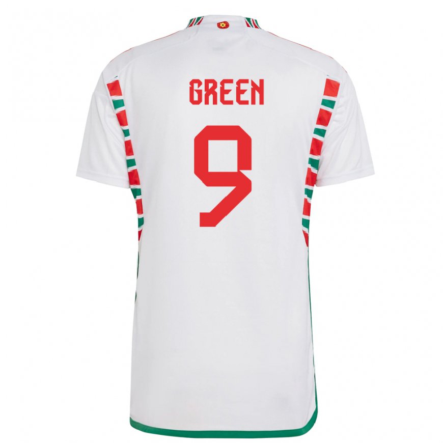 Kandiny Miesten Walesin Kayleigh Green #9 Valkoinen Vieraspaita 22-24 Lyhythihainen Paita T-paita