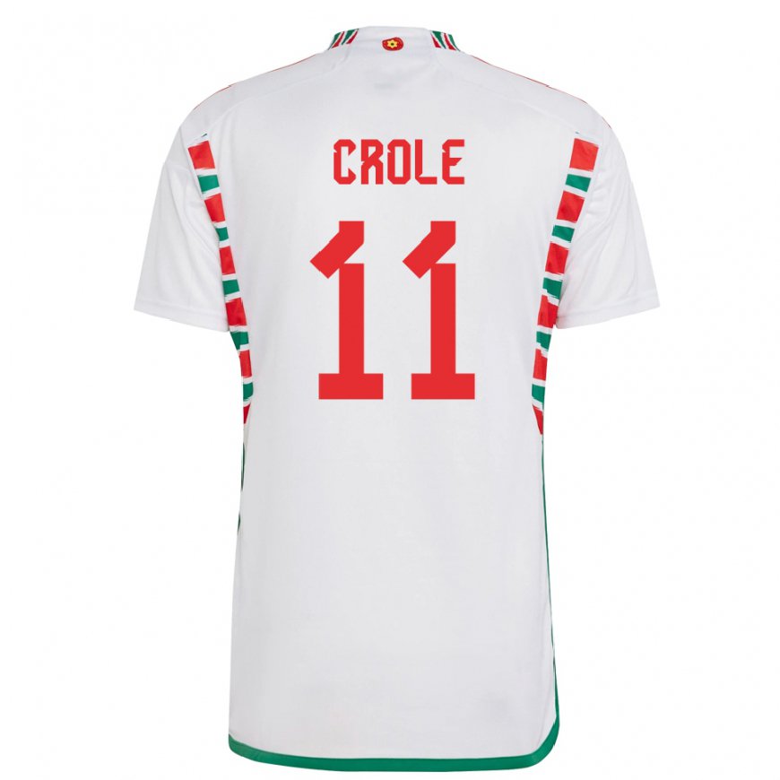 Kandiny Miesten Walesin James Crole #11 Valkoinen Vieraspaita 22-24 Lyhythihainen Paita T-paita