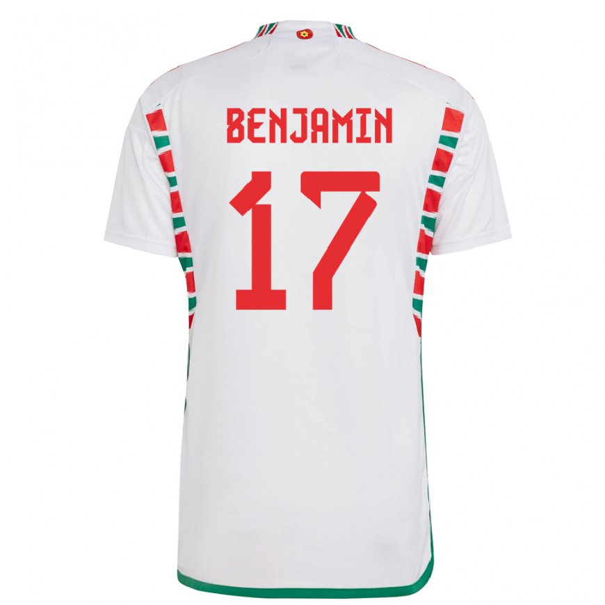 Kandiny Miesten Walesin Omari Benjamin #17 Valkoinen Vieraspaita 22-24 Lyhythihainen Paita T-paita