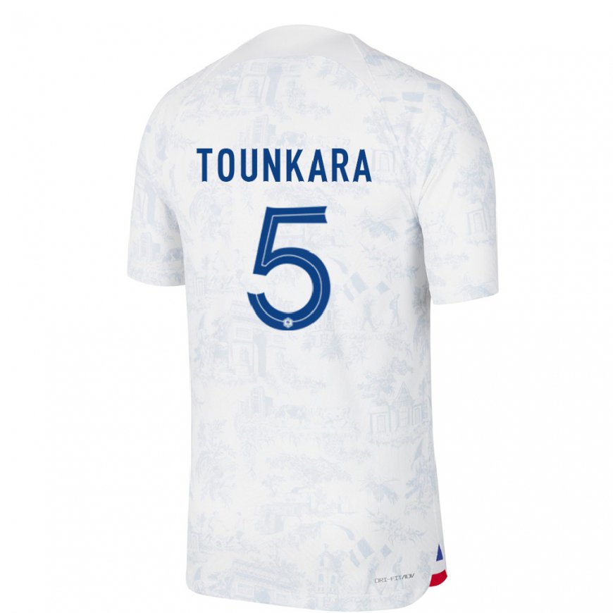 Kandiny Miesten Ranskan Aissatou Tounkara #5 Valkoinen Sininen Vieraspaita 22-24 Lyhythihainen Paita T-paita