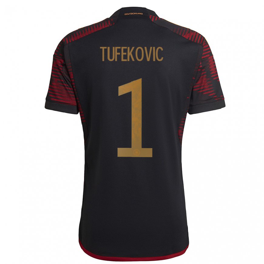 Kandiny Miesten Saksan Martina Tufekovic #1 Musta Kastanjanruskea Vieraspaita 22-24 Lyhythihainen Paita T-paita