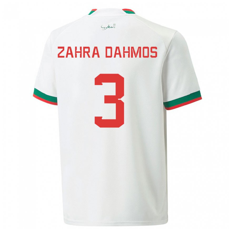 Kandiny Miesten Marokon Fatima Zahra Dahmos #3 Valkoinen Vieraspaita 22-24 Lyhythihainen Paita T-paita