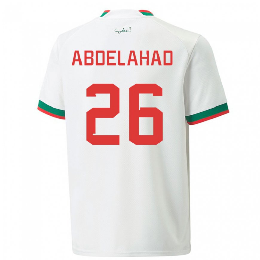 Kandiny Miesten Marokon Imane Abdelahad #26 Valkoinen Vieraspaita 22-24 Lyhythihainen Paita T-paita