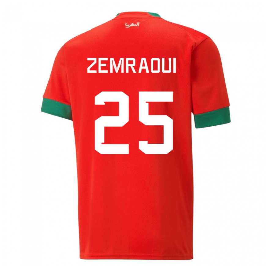 Kandiny Naisten Marokon Oussama Zemraoui #25 Punainen Kotipaita 22-24 Lyhythihainen Paita T-paita