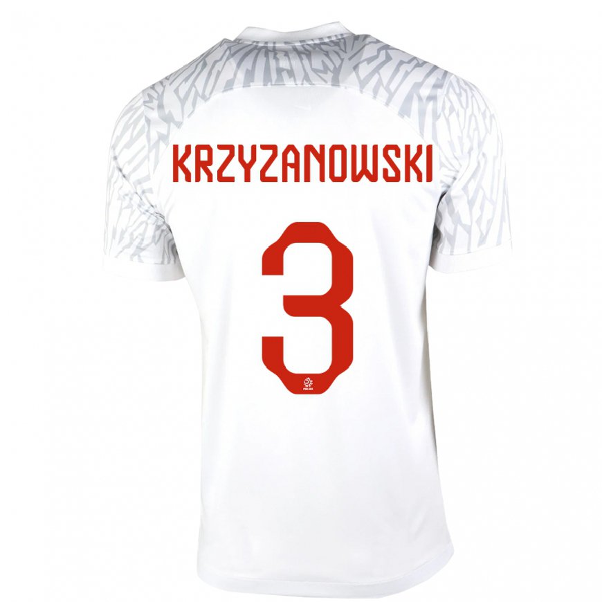 Kandiny Naisten Puolan Jakub Krzyzanowski #3 Valkoinen Kotipaita 22-24 Lyhythihainen Paita T-paita