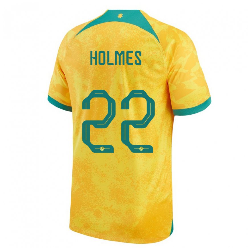 Kandiny Naisten Australian Jordan Holmes #22 Kultainen Kotipaita 22-24 Lyhythihainen Paita T-paita