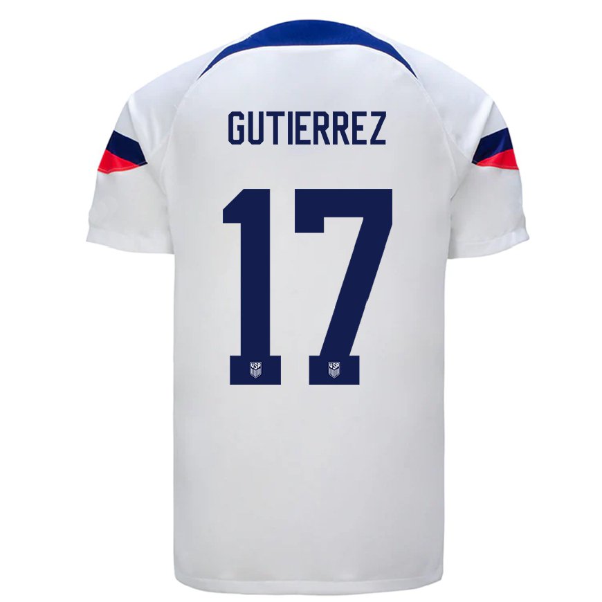 Kandiny Naisten Yhdysvaltain Brian Gutierrez #17 Valkoinen Kotipaita 22-24 Lyhythihainen Paita T-paita