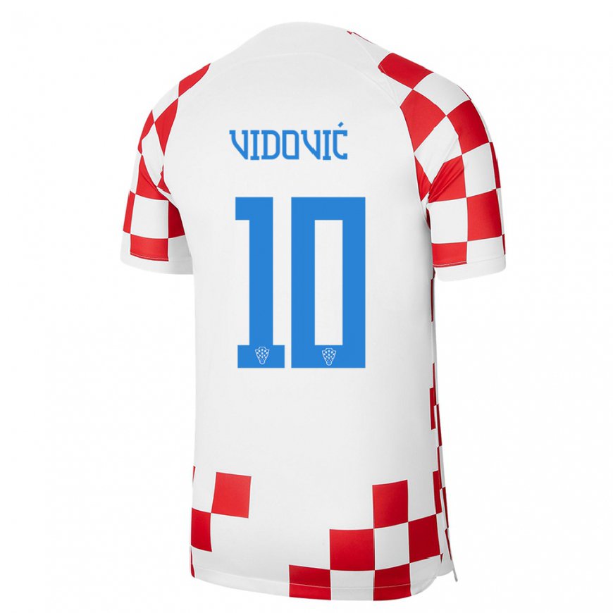 Kandiny Naisten Kroatian Gabriel Vidovic #10 Punainen Valkoinen Kotipaita 22-24 Lyhythihainen Paita T-paita