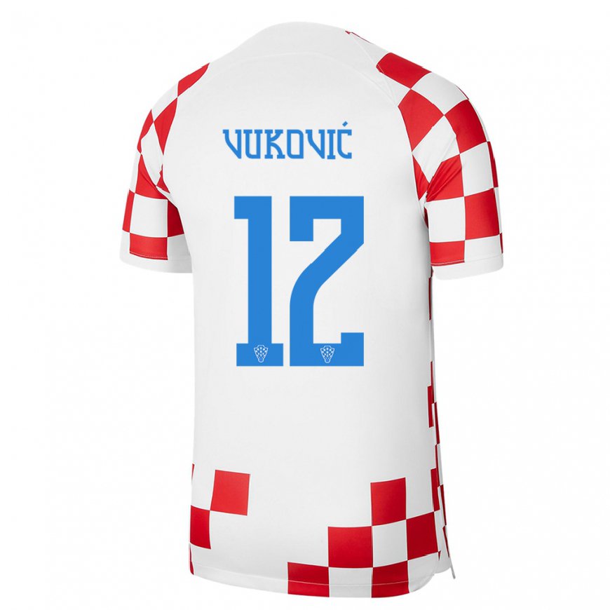 Kandiny Naisten Kroatian Ante Vukovic #12 Punainen Valkoinen Kotipaita 22-24 Lyhythihainen Paita T-paita