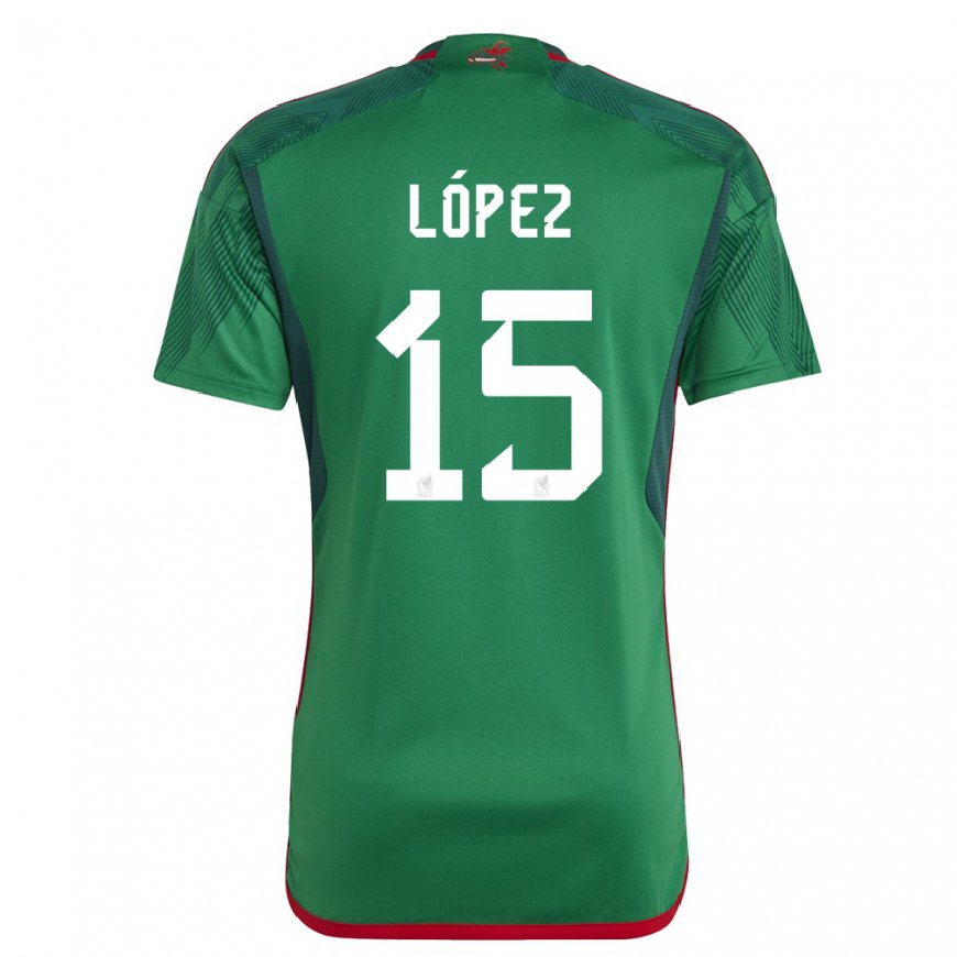 Kandiny Naisten Meksikon Everardo Lopez #15 Vihreä Kotipaita 22-24 Lyhythihainen Paita T-paita