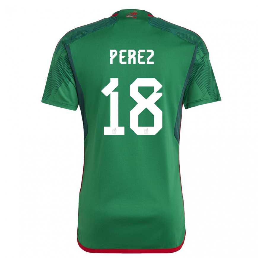 Kandiny Naisten Meksikon Jonathan Perez #18 Vihreä Kotipaita 22-24 Lyhythihainen Paita T-paita