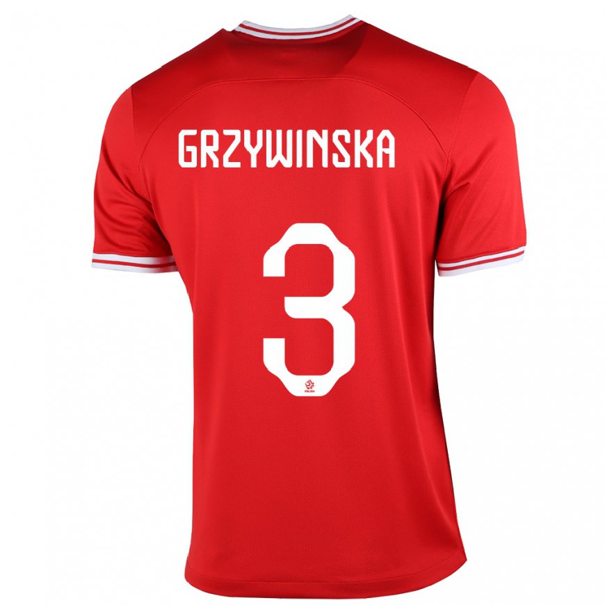 Kandiny Naisten Puolan Gabriela Grzywinska #3 Punainen Vieraspaita 22-24 Lyhythihainen Paita T-paita