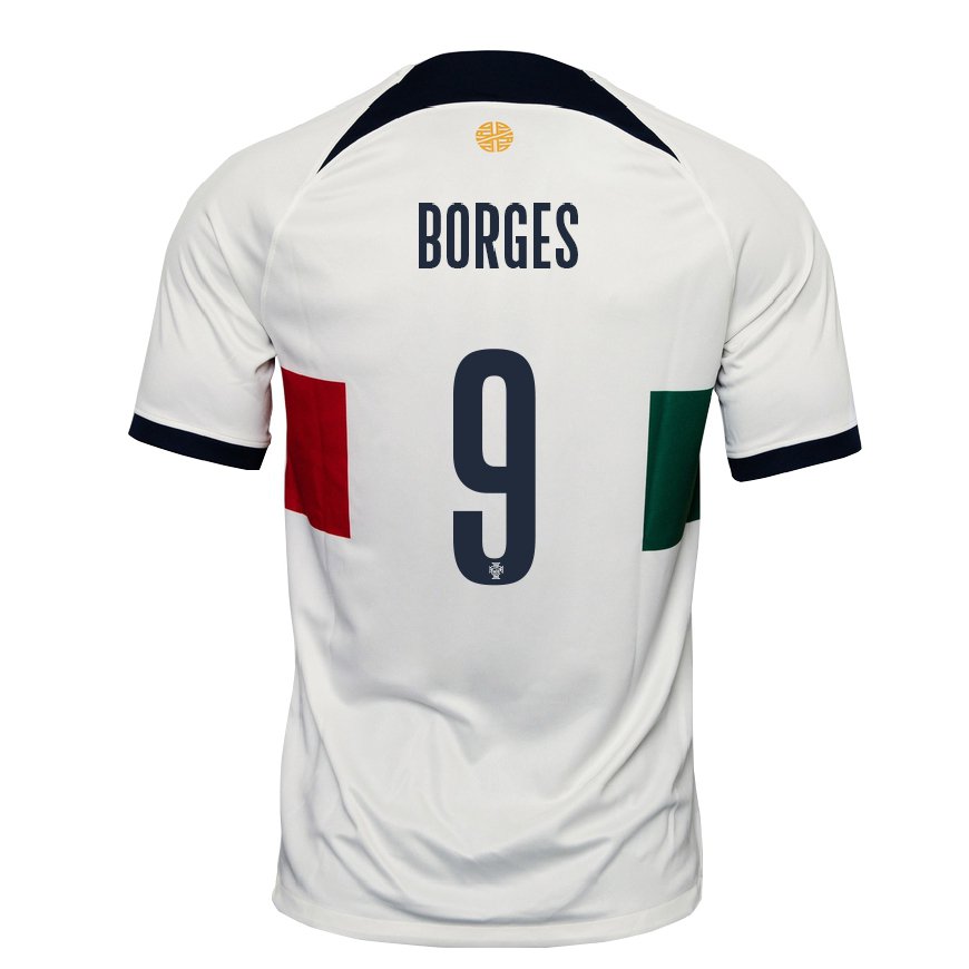 Kandiny Naisten Portugalin Ana Borges #9 Valkoinen Vieraspaita 22-24 Lyhythihainen Paita T-paita