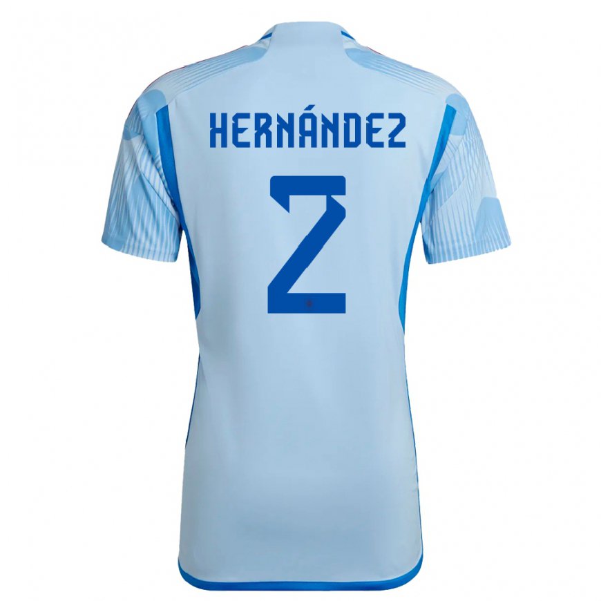 Kandiny Naisten Espanjan Oihane Hernandez #2 Sky Sininen Vieraspaita 22-24 Lyhythihainen Paita T-paita