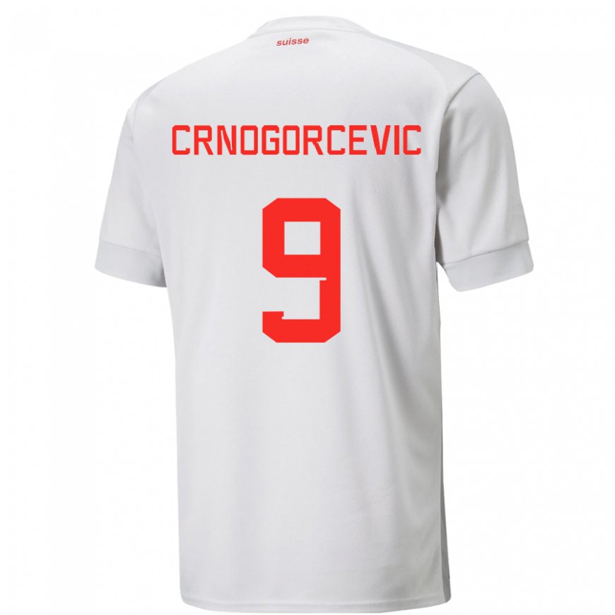 Kandiny Naisten Sveitsin Ana Maria Crnogorcevic #9 Valkoinen Vieraspaita 22-24 Lyhythihainen Paita T-paita