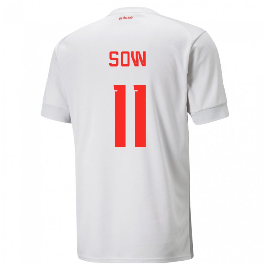 Kandiny Naisten Sveitsin Coumba Sow #11 Valkoinen Vieraspaita 22-24 Lyhythihainen Paita T-paita