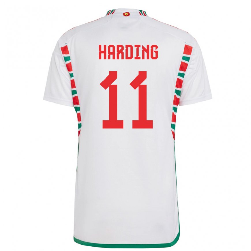 Kandiny Naisten Walesin Natasha Harding #11 Valkoinen Vieraspaita 22-24 Lyhythihainen Paita T-paita