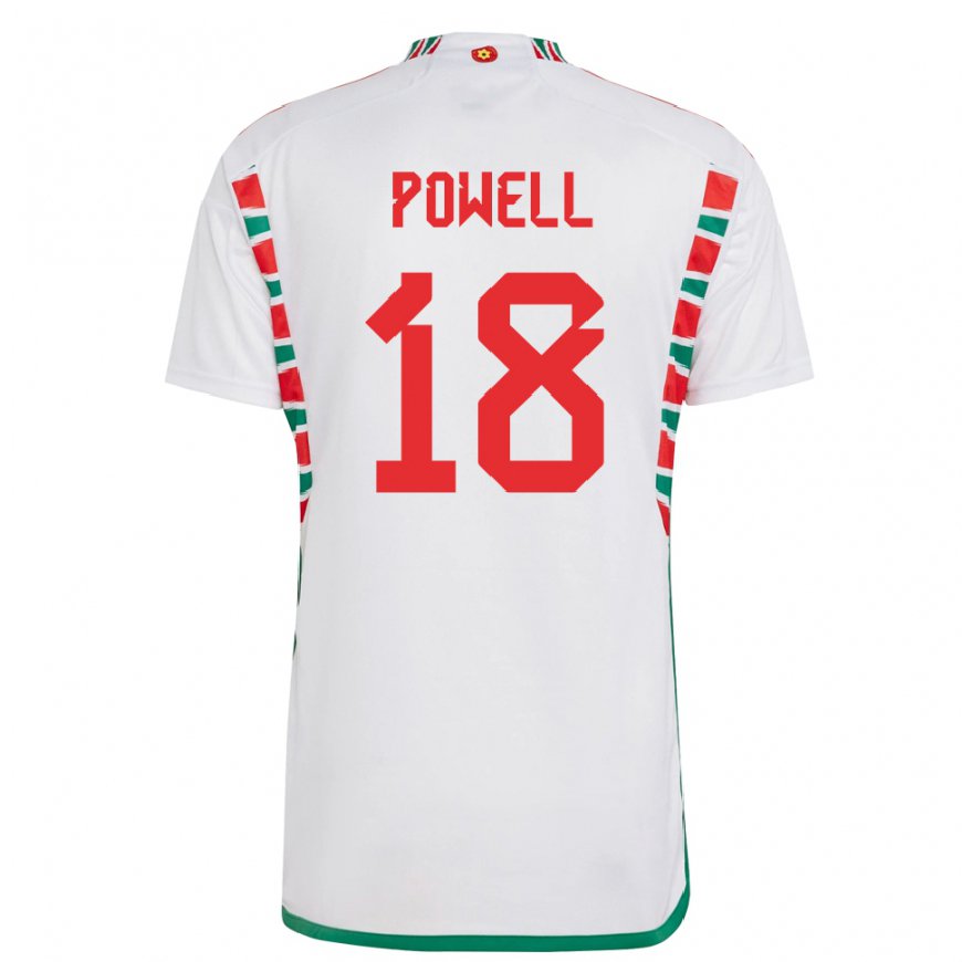 Kandiny Naisten Walesin Ella Powell #18 Valkoinen Vieraspaita 22-24 Lyhythihainen Paita T-paita