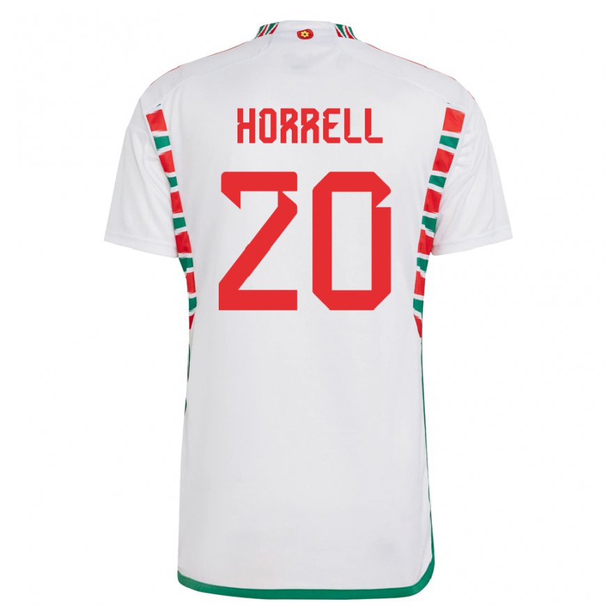 Kandiny Naisten Walesin Grace Horrell #20 Valkoinen Vieraspaita 22-24 Lyhythihainen Paita T-paita