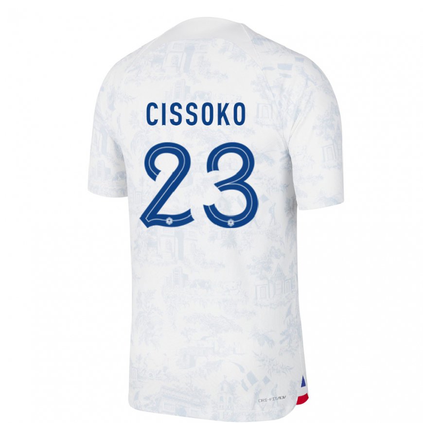 Kandiny Naisten Ranskan Hawa Cissoko #23 Valkoinen Sininen Vieraspaita 22-24 Lyhythihainen Paita T-paita