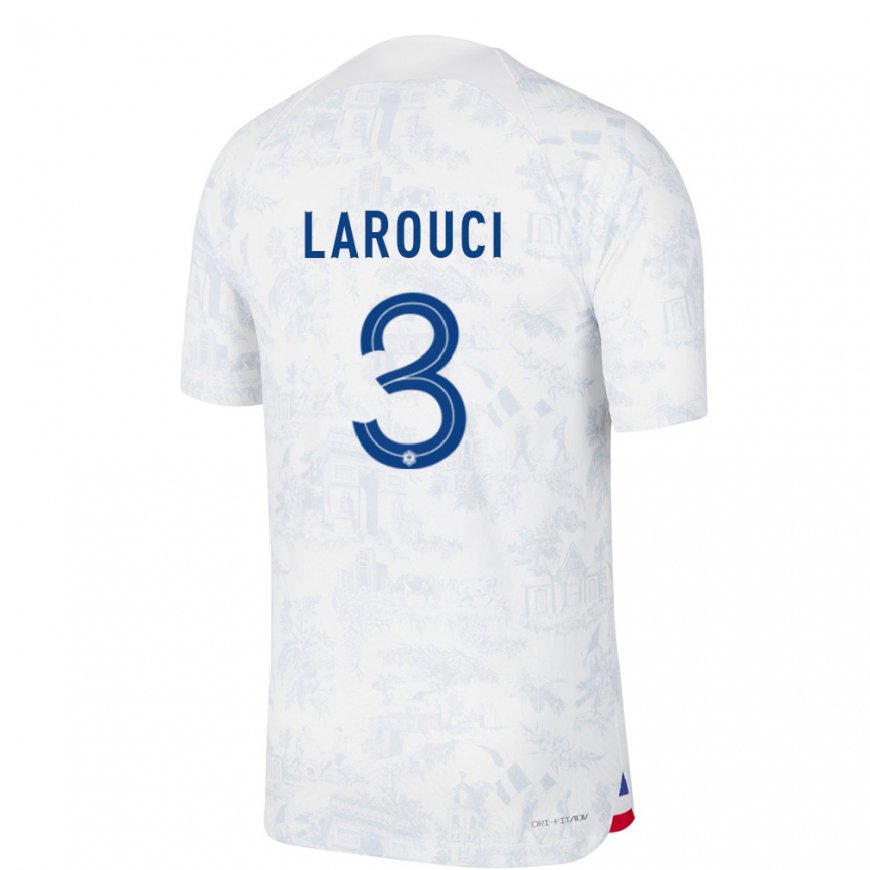 Kandiny Naisten Ranskan Yasser Larouci #3 Valkoinen Sininen Vieraspaita 22-24 Lyhythihainen Paita T-paita