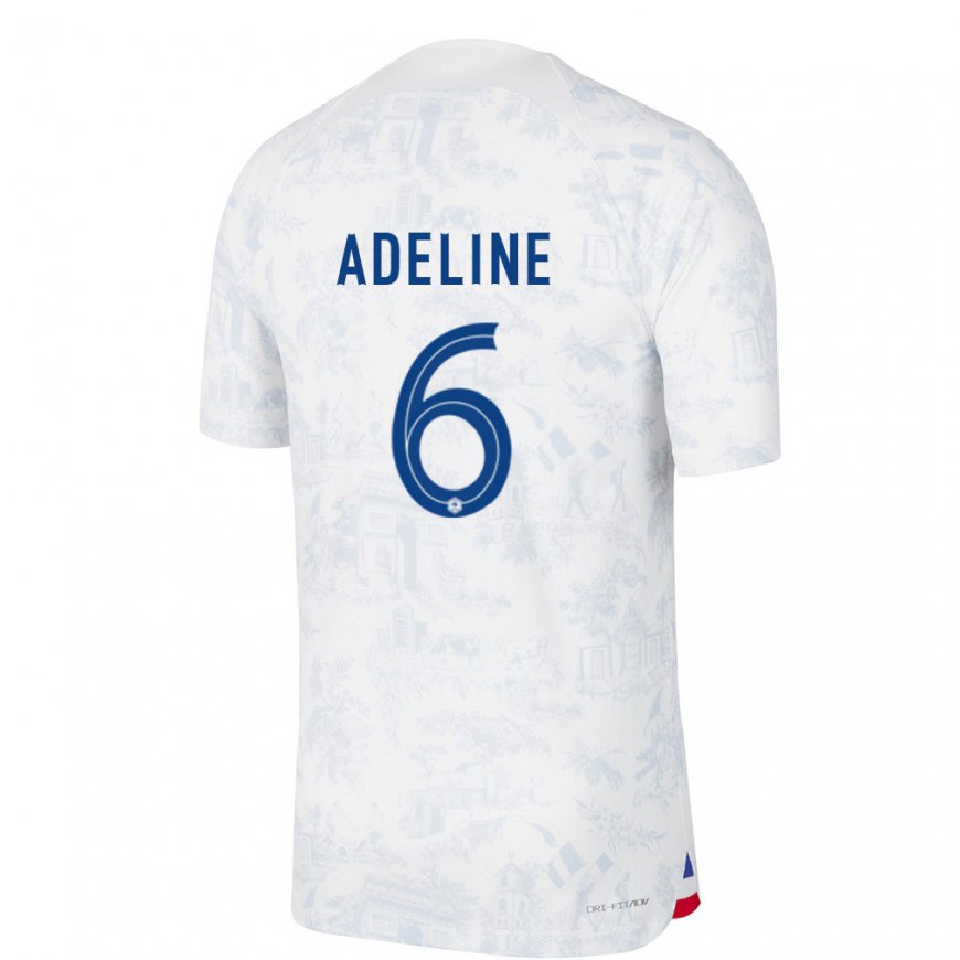 Kandiny Naisten Ranskan Martin Adeline #6 Valkoinen Sininen Vieraspaita 22-24 Lyhythihainen Paita T-paita