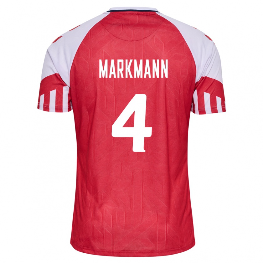 Kandiny Lapset Tanskan Noah Markmann #4 Punainen Kotipaita 24-26 Lyhythihainen Paita T-Paita