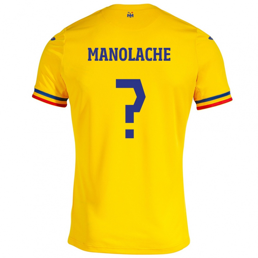 Kandiny Lapset Romania Luca Manolache #0 Keltainen Kotipaita 24-26 Lyhythihainen Paita T-Paita