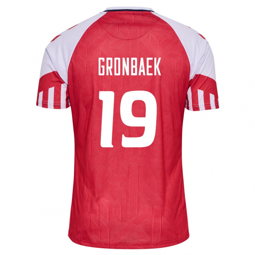 Kandiny Miesten Tanskan Albert Gronbaek #19 Punainen Kotipaita 24-26 Lyhythihainen Paita T-Paita