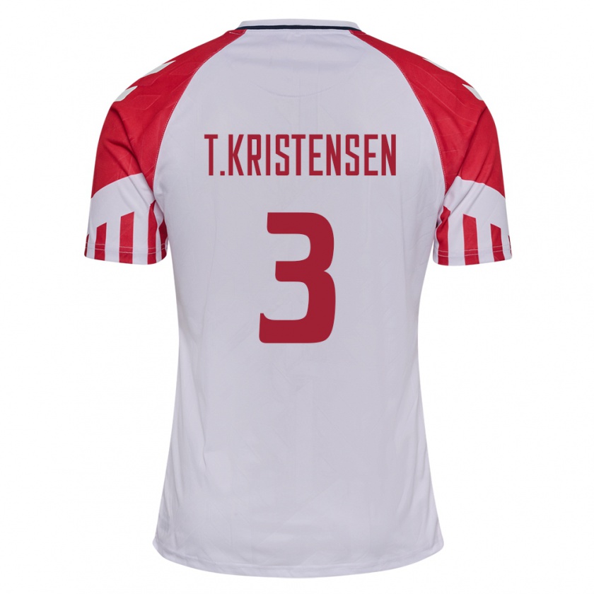 Kandiny Miesten Tanskan Thomas Kristensen #3 Valkoinen Vieraspaita 24-26 Lyhythihainen Paita T-Paita