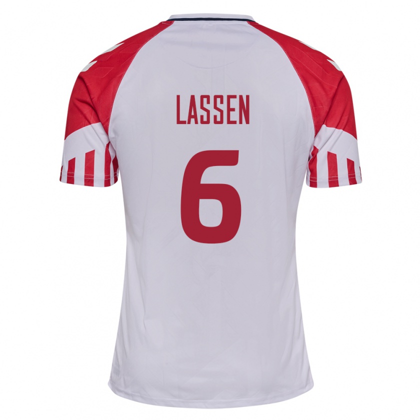 Kandiny Miesten Tanskan Noah Lassen #6 Valkoinen Vieraspaita 24-26 Lyhythihainen Paita T-Paita