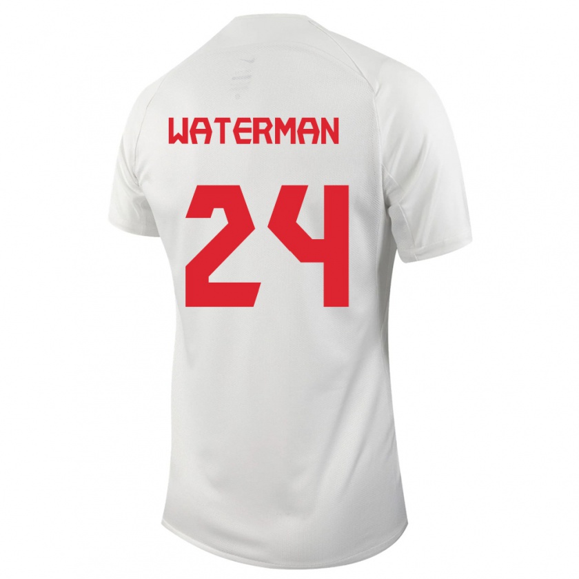 Kandiny Miesten Kanadan Joel Waterman #24 Valkoinen Vieraspaita 24-26 Lyhythihainen Paita T-Paita