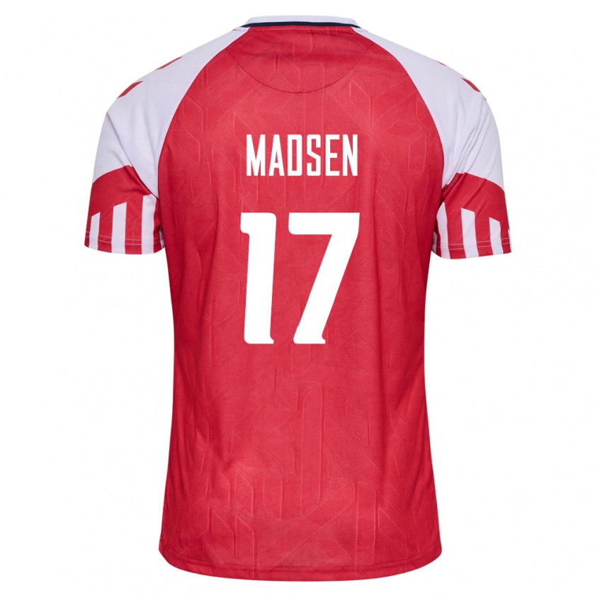 Kandiny Naisten Tanskan Nicolas Madsen #17 Punainen Kotipaita 24-26 Lyhythihainen Paita T-Paita