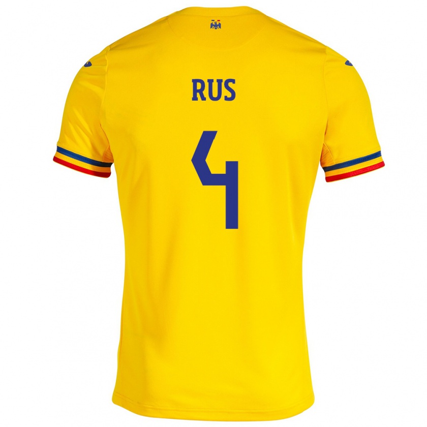 Kandiny Naisten Romania Adrian Rus #4 Keltainen Kotipaita 24-26 Lyhythihainen Paita T-Paita