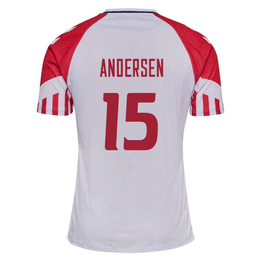 Kandiny Naisten Tanskan Jacob Andersen #15 Valkoinen Vieraspaita 24-26 Lyhythihainen Paita T-Paita