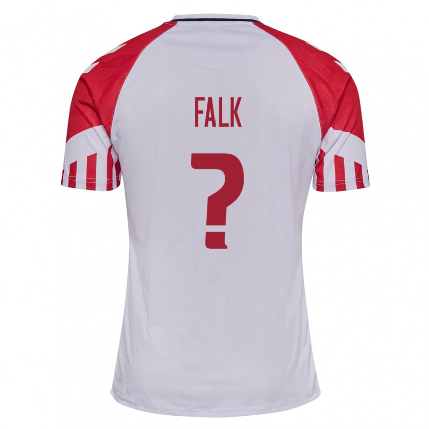 Kandiny Naisten Tanskan Lukas Falk #0 Valkoinen Vieraspaita 24-26 Lyhythihainen Paita T-Paita