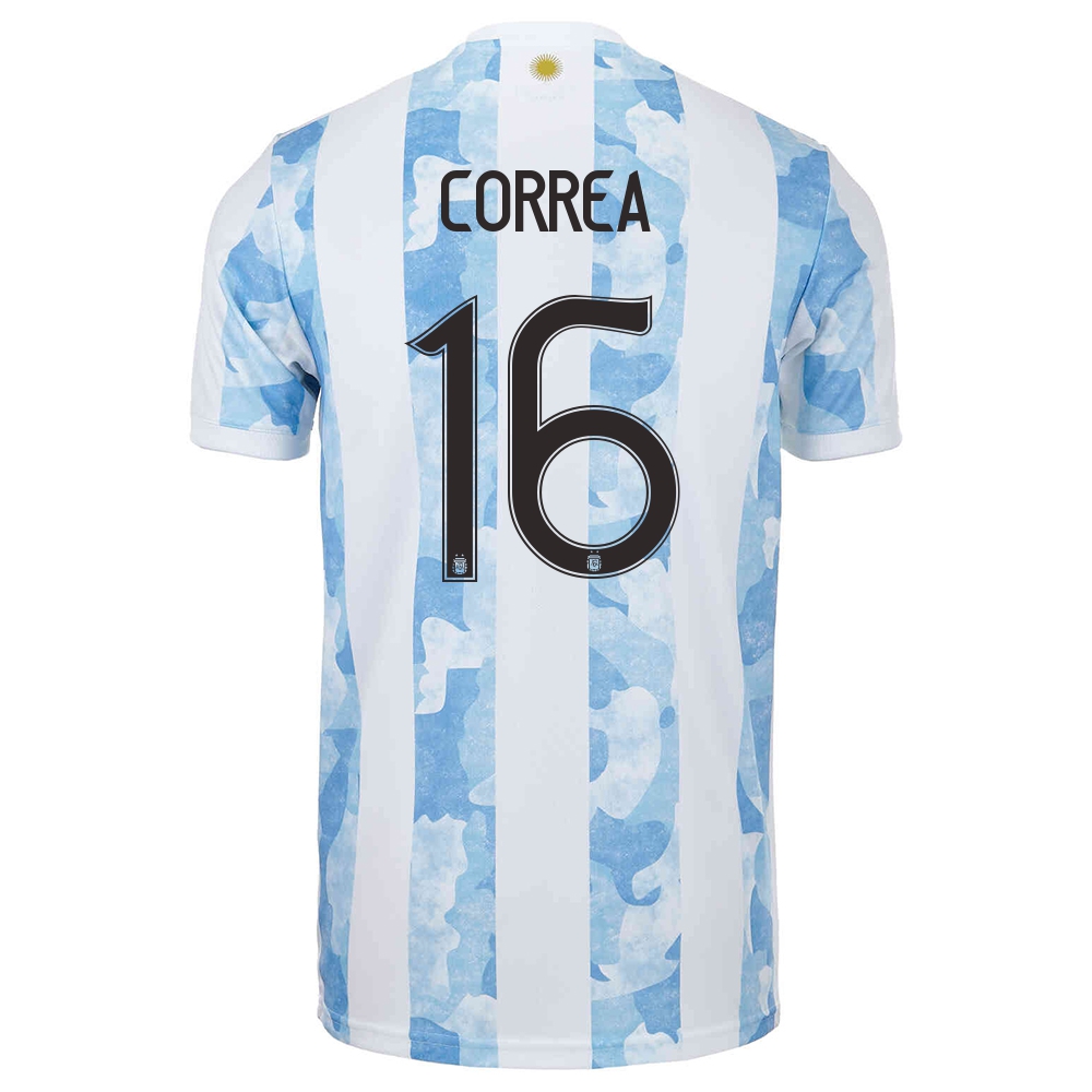 Lapset Argentiinan Jalkapallomaajoukkue Joaquin Correa #16 Kotipaita Sinivalkoinen 2021 Lyhythihainen Paita