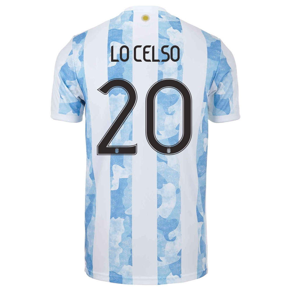 Miesten Argentiinan Jalkapallomaajoukkue Giovani Lo Celso #20 Kotipaita Sinivalkoinen 2021 Lyhythihainen Paita