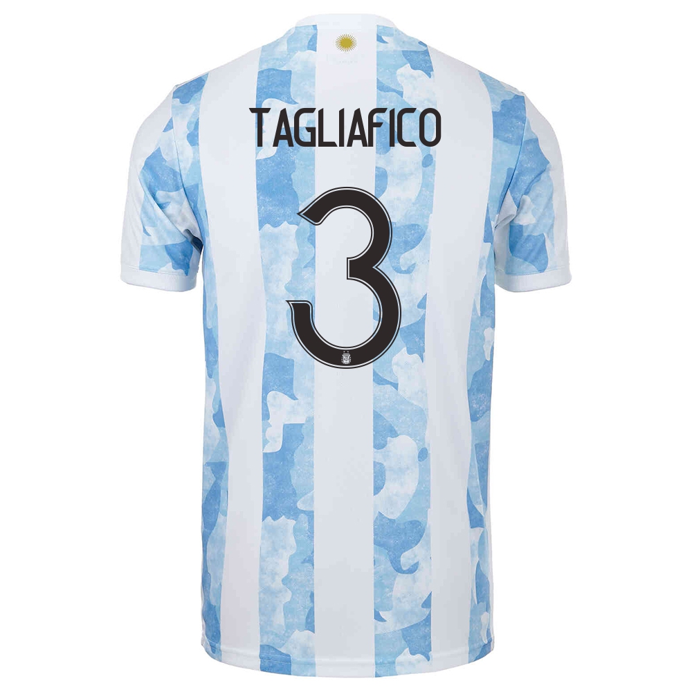 Naisten Argentiinan Jalkapallomaajoukkue Nicolas Tagliafico #3 Kotipaita Sinivalkoinen 2021 Lyhythihainen Paita