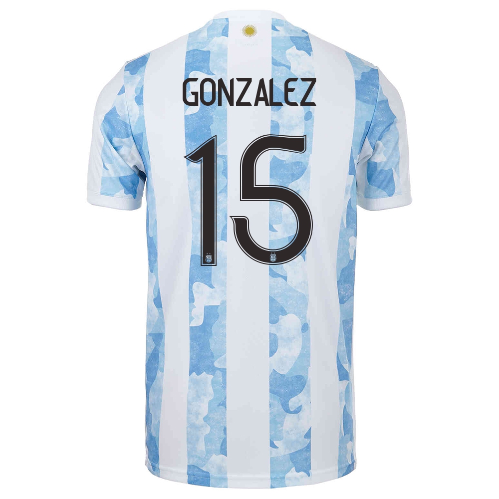 Miesten Argentiinan Jalkapallomaajoukkue Nicolas Gonzalez #15 Kotipaita Sinivalkoinen 2021 Lyhythihainen Paita