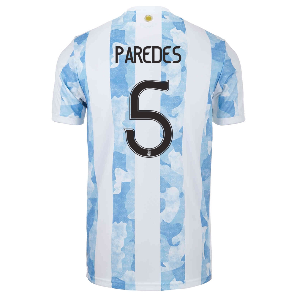 Miesten Argentiinan Jalkapallomaajoukkue Leandro Paredes #5 Kotipaita Sinivalkoinen 2021 Lyhythihainen Paita