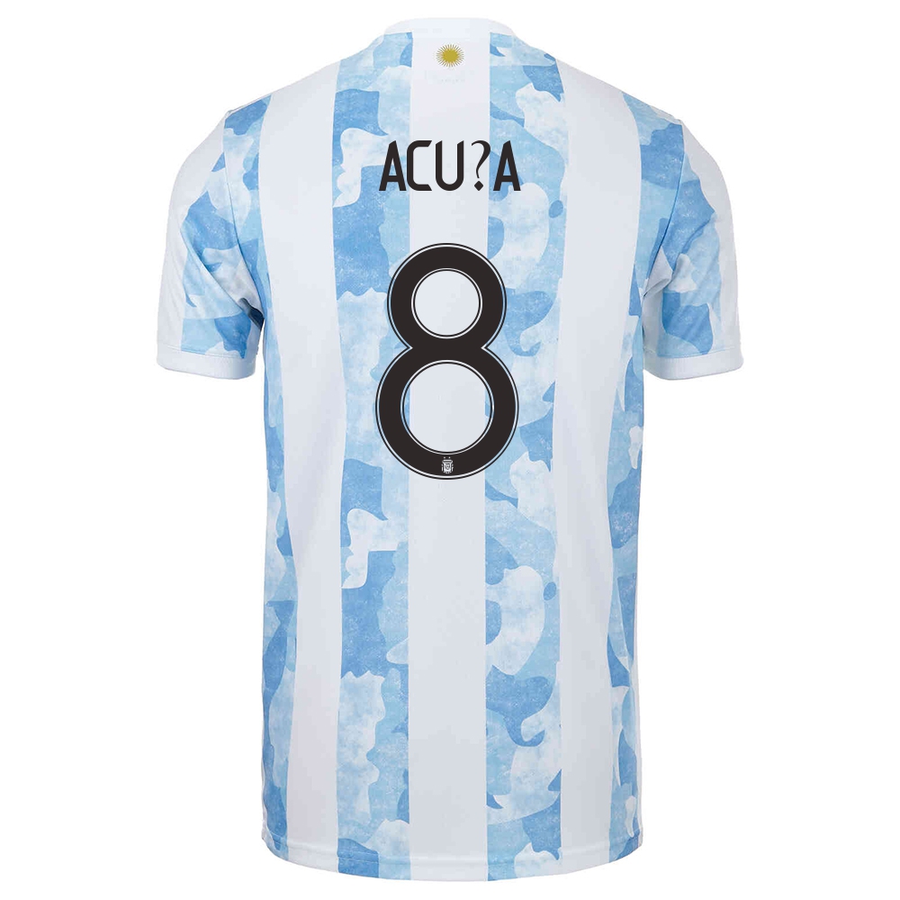 Lapset Argentiinan Jalkapallomaajoukkue Marcos Acuña #8 Kotipaita Sinivalkoinen 2021 Lyhythihainen Paita