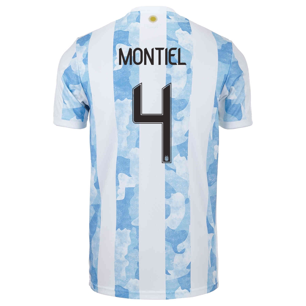 Naisten Argentiinan Jalkapallomaajoukkue Gonzalo Montiel #4 Kotipaita Sinivalkoinen 2021 Lyhythihainen Paita