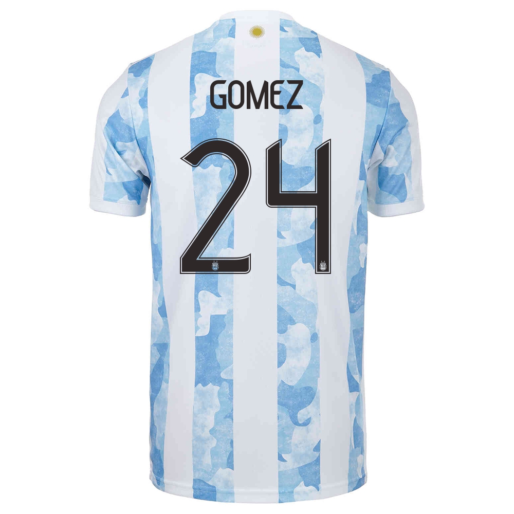 Naisten Argentiinan Jalkapallomaajoukkue Papu Gomez #24 Kotipaita Sinivalkoinen 2021 Lyhythihainen Paita
