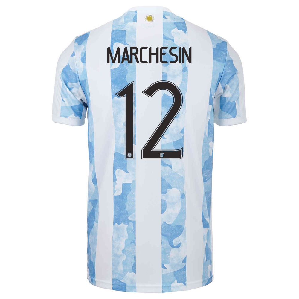 Lapset Argentiinan Jalkapallomaajoukkue Agustin Marchesin #12 Kotipaita Sinivalkoinen 2021 Lyhythihainen Paita