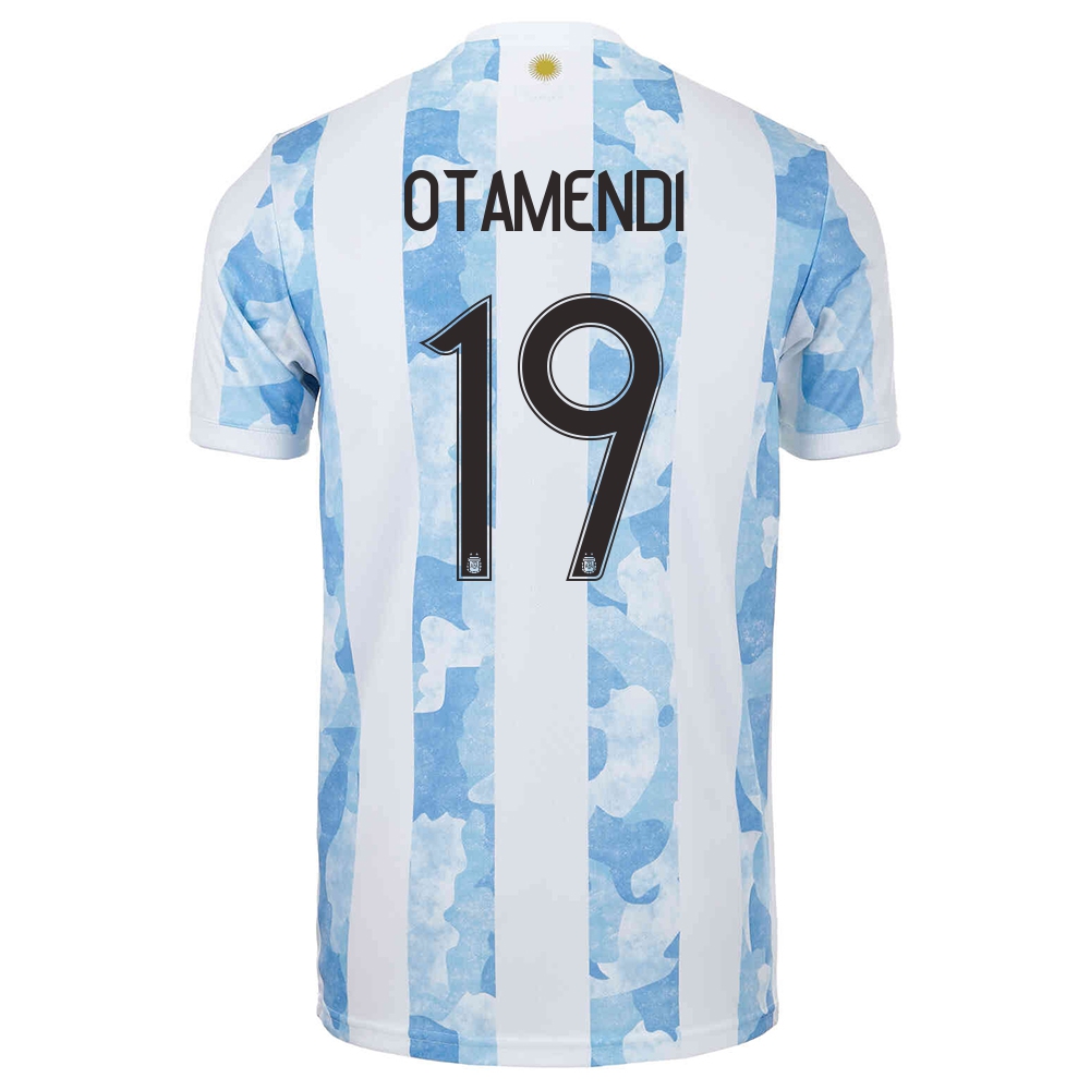 Naisten Argentiinan Jalkapallomaajoukkue Nicolas Otamendi #19 Kotipaita Sinivalkoinen 2021 Lyhythihainen Paita